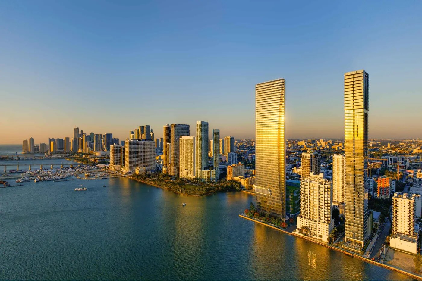 Miami skyline and residential neighborhoods seen from above